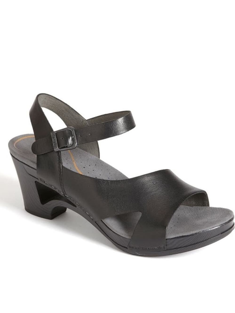 Dansko Black Leather Open-Toe Slingback Sandals